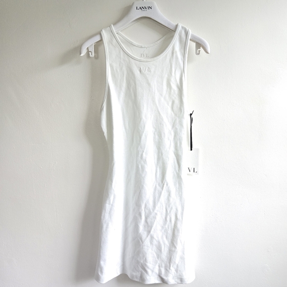 New IVL COLLECTIVE Cotton Jersey Racerback White Tennis Pickleball Mini Dress - Picture 4 of 8